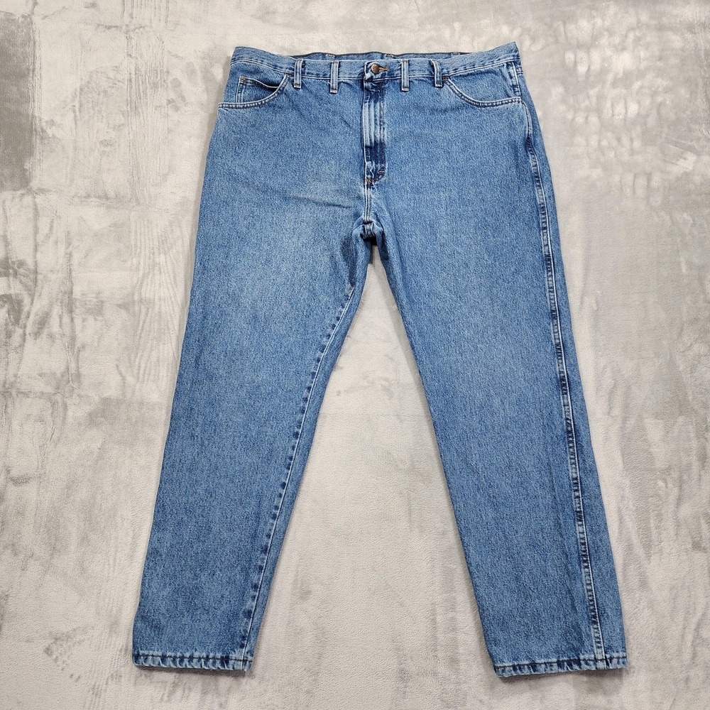 Rustler Jeans Mens 44x32 Blue Regular Fit Straight Leg Denim Workwear Casual